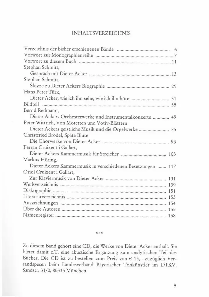Inhaltsverzeichnis - Dieter Acker