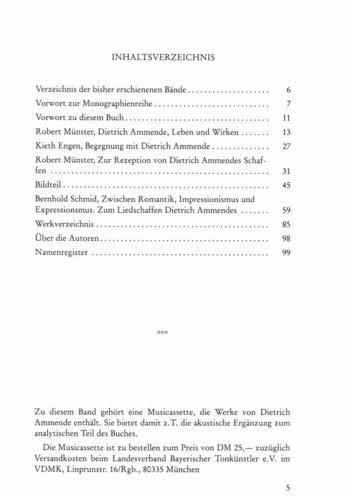 Inhaltsverzeichnis - Dietrich Ammende