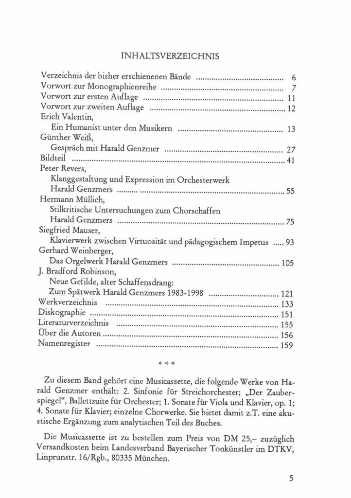 Inhaltsverzeichnis - Harald Genzmer