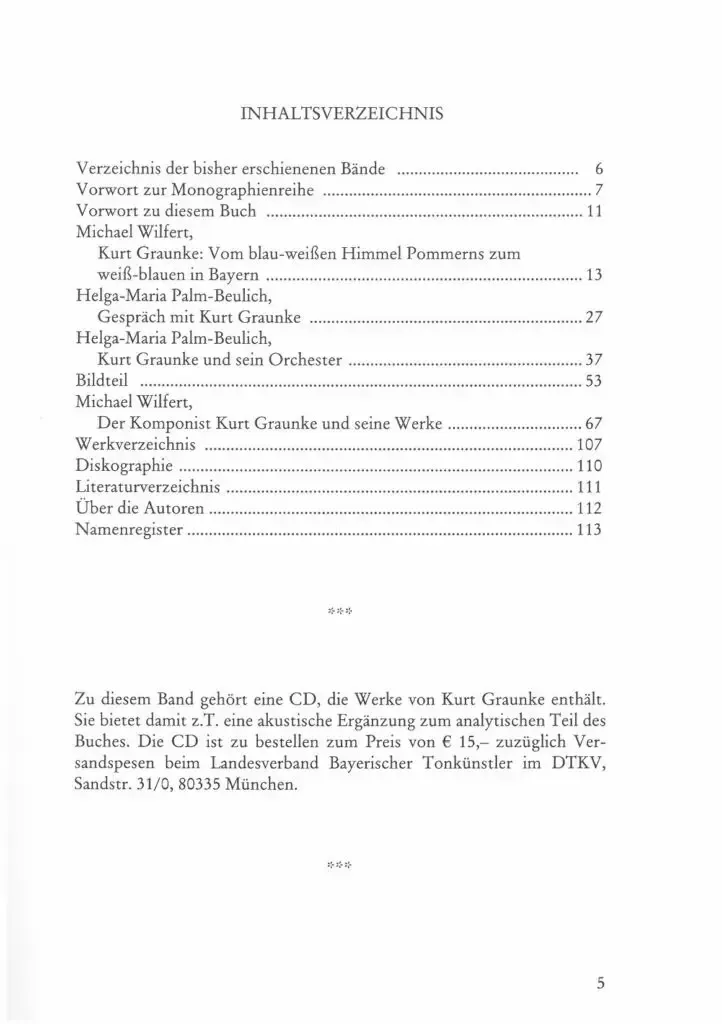 Inhaltsverzeichnis - Kurt Graunke