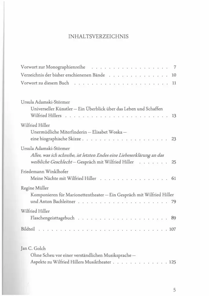 Inhaltsverzeichnis - Wilfried Hiller