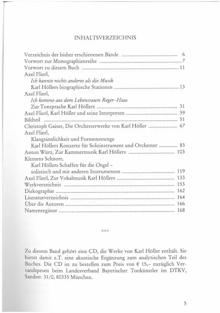 Inhaltsverzeichnis - Karl Höller