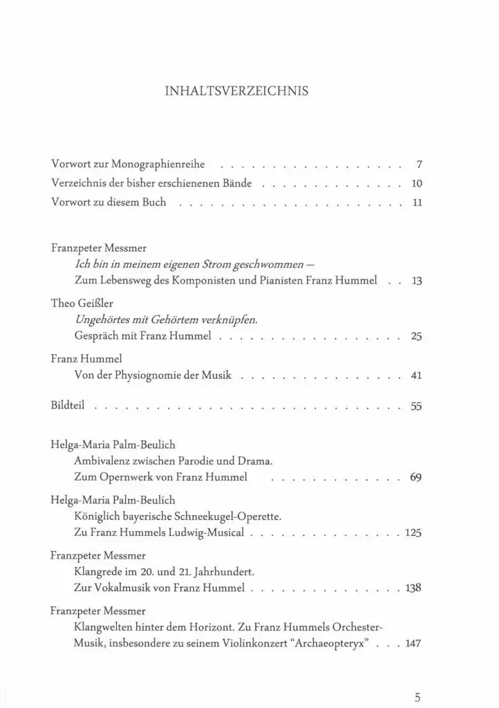 Inhaltsverzeichnis - Franz Hummel