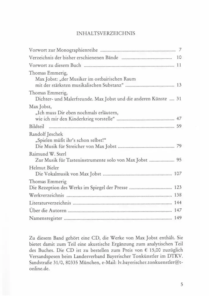 Inhaltsverzeichnis - Max Jobst