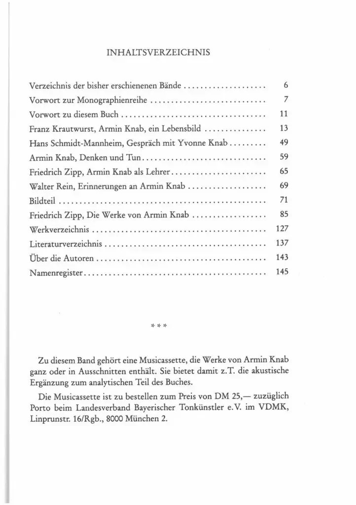 Inhaltsverzeichnis - Armin Knab