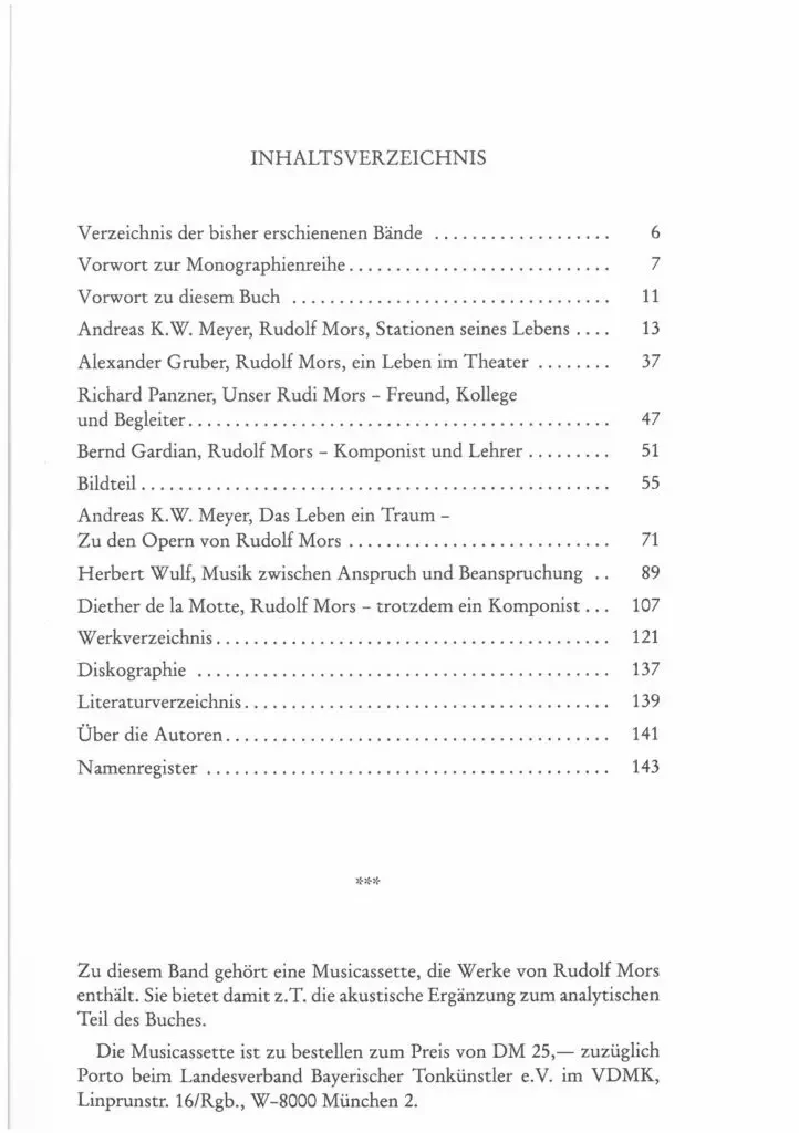 Inhaltsverzeichnis - Rudolf Mors