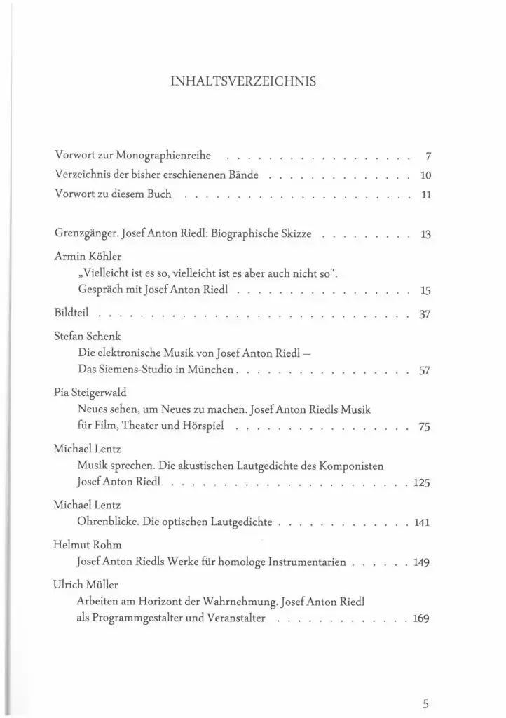 Inhaltsverzeichnis - Anton Riedl