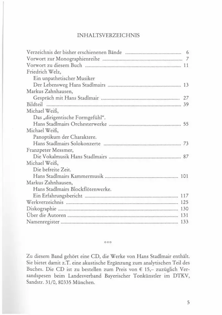 Inhaltsverzeichnis - Hans Stadtlmair
