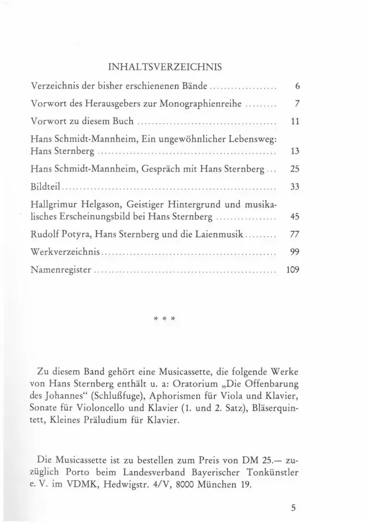 Inhaltsverzeichnis - Hans Sternberg