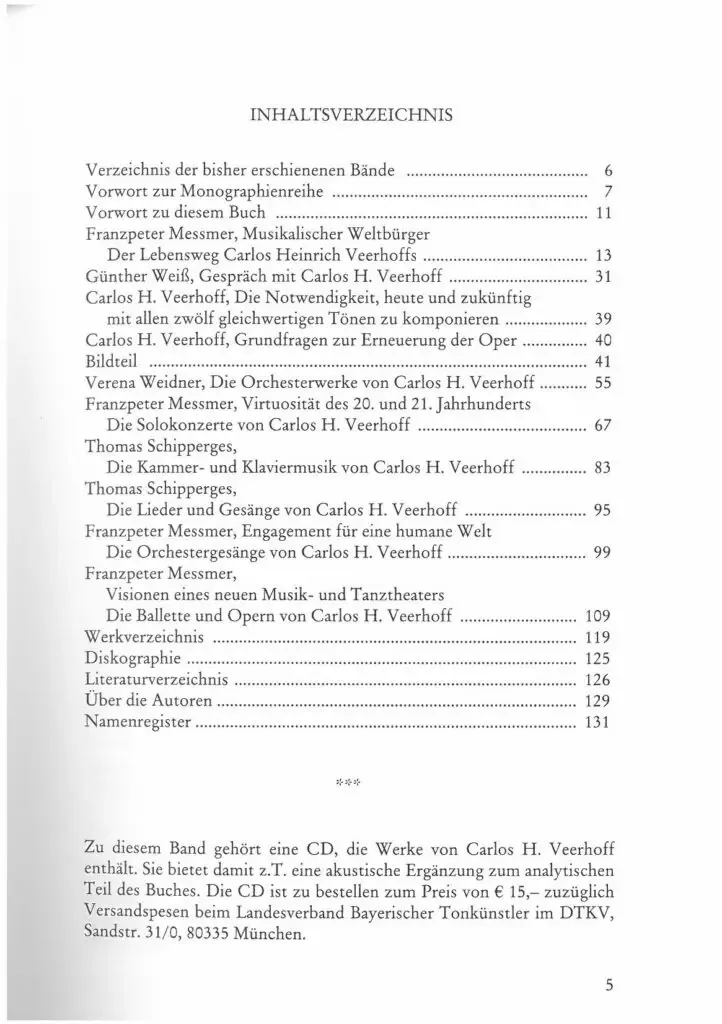 Inhaltsverzeichnis - Carlos H. Veerhoff
