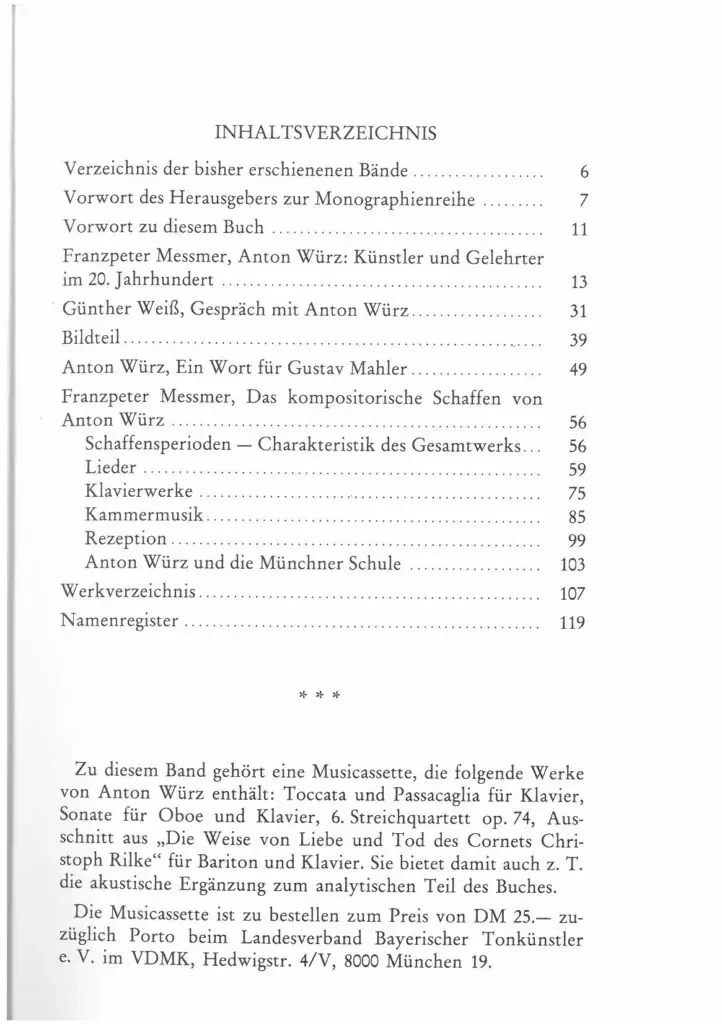 Inhaltsverzeichnis - Anton Würz
