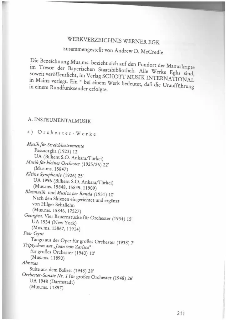 Werkverzeichnis - Werner Egk