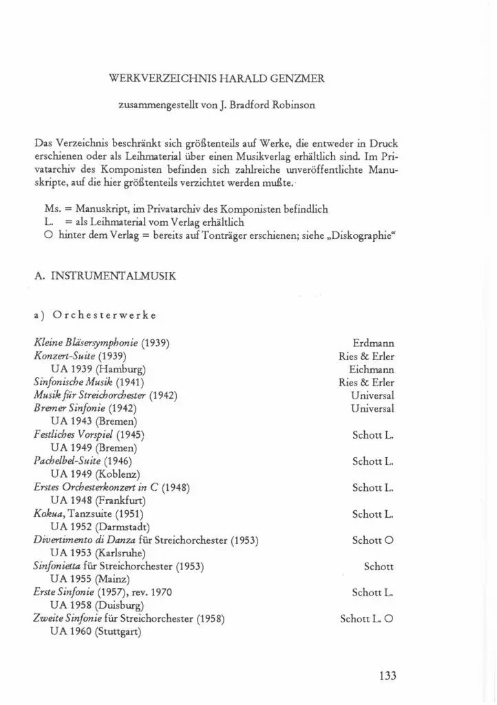 Werkverzeichnis - Harald Genzmer