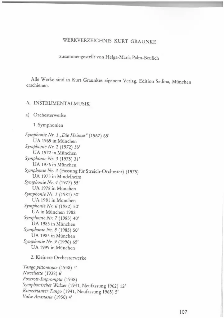 Werkverzeichnis - Kurt Graunke