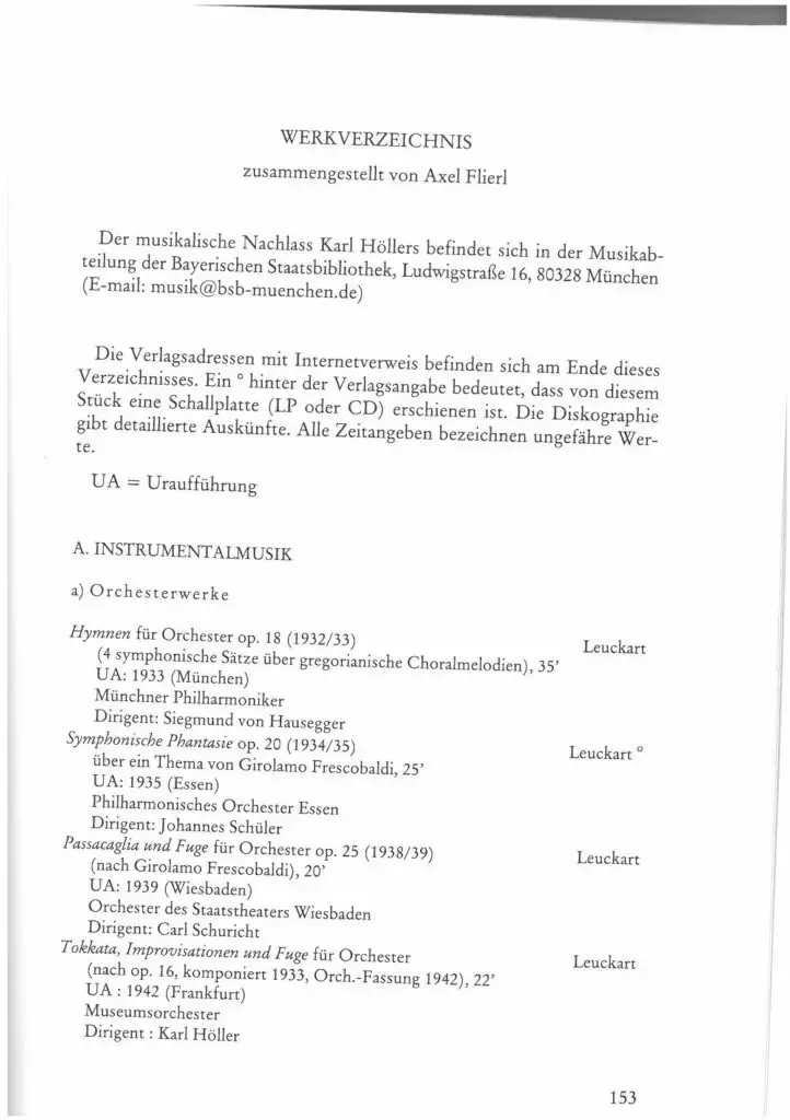 Werkverzeichnis - Karl Höller