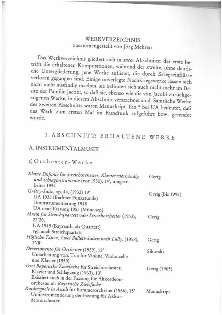 Werkverzeichnis - Wolfgang Jacobi