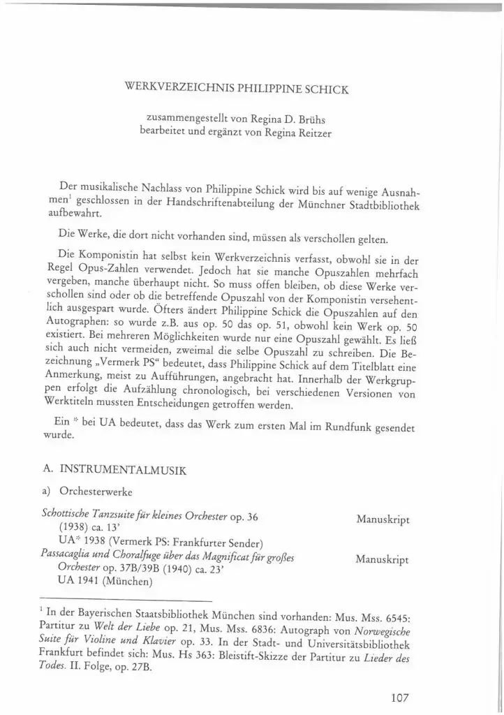 Werkverzeichnis - Philippine Schick