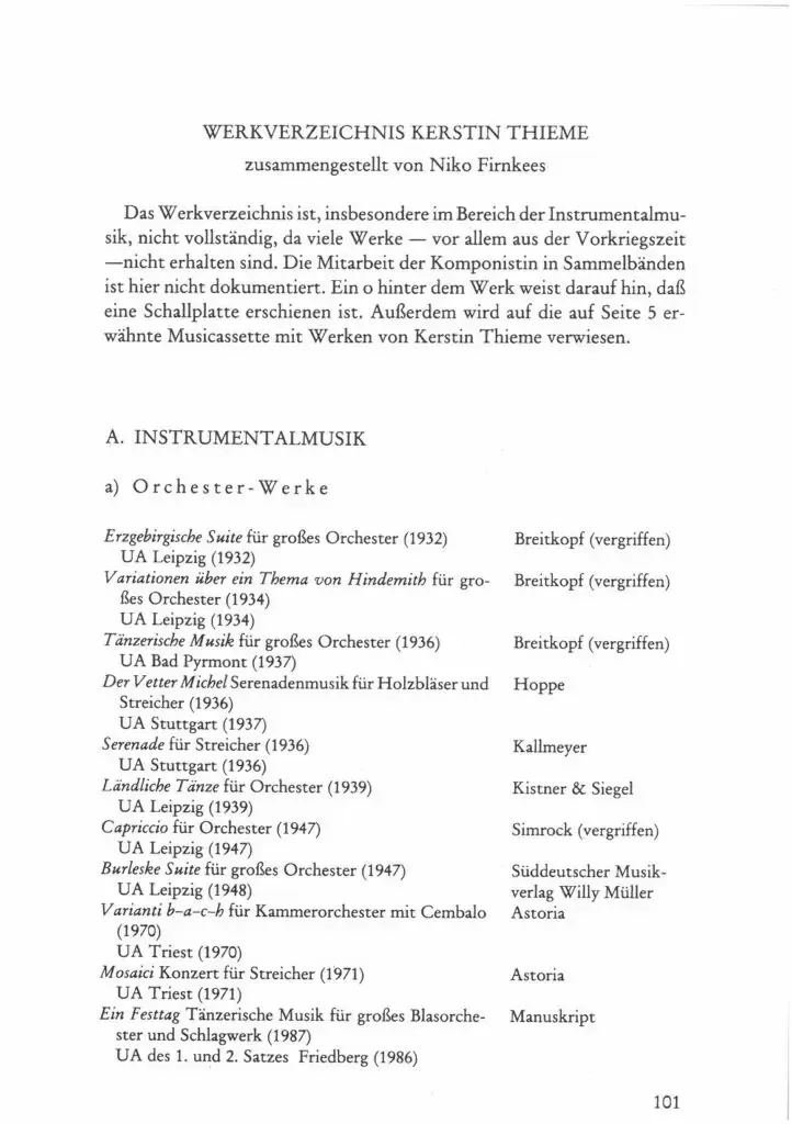 Werkverzeichnis - Kerstin Thieme