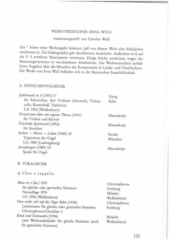 Werkverzeichnis - Erna Woll