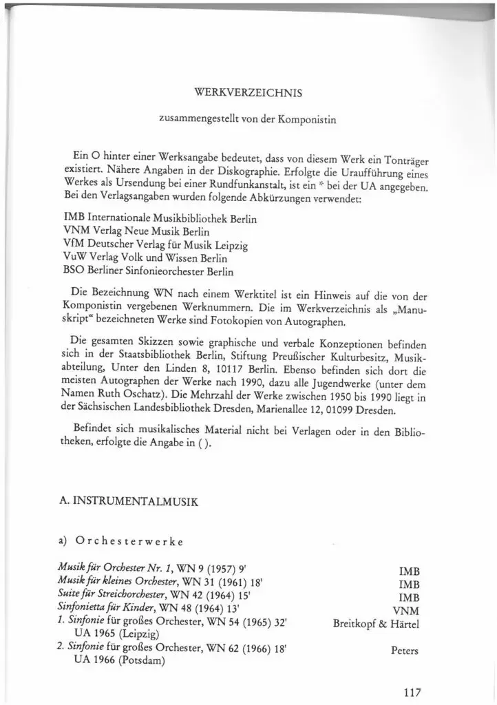 Werkverzeichnis - Ruth Zechlin